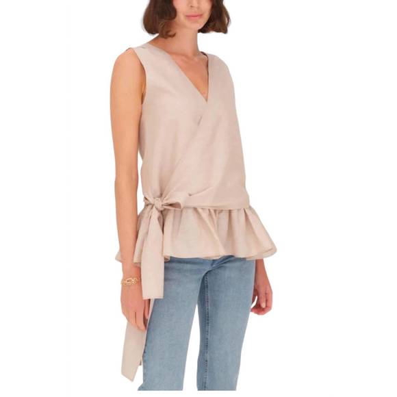 NEW HARSHMAN leola blouse in tan - Picture 2 of 3